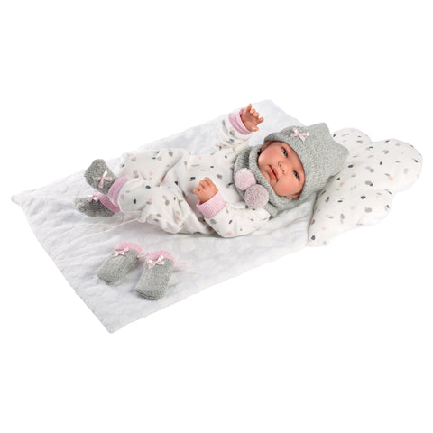 Llorens - Newborn Baby Girl Tina with Cloud Inspired Blanket, Clothing & Accessories 43cm