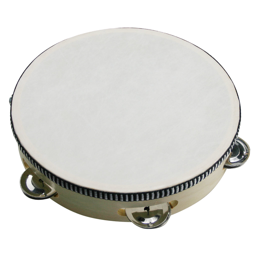 8 Inch Tambourine with Skin & 5 Bells 20cm