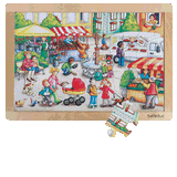 Wooden Frame Puzzle: Market 24pc
