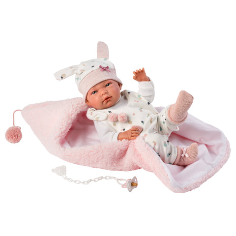 Llorens - Newborn Baby Girl Doll with Hooded Blanket, Clothing & Accessories: Nica - 40cm