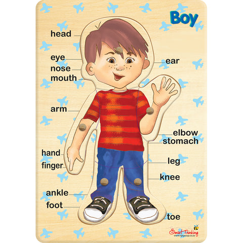 My Body Peg Puzzle: Boy 6pc English