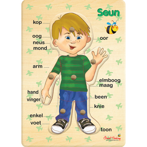 My Liggaam Peg Puzzle: Seun 6pc Afrikaans