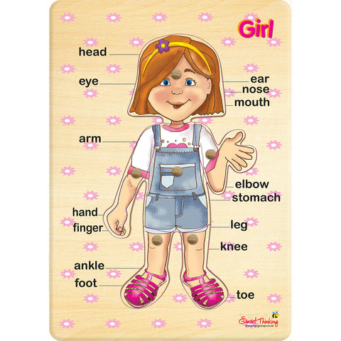 My Body Peg Puzzle: Girl 6pc English