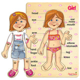 My Body Peg Puzzle: Girl 6pc English