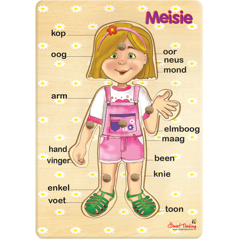 My Liggaam Peg Puzzle: Meisie 6pc Afrikaans