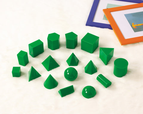 GeoSolids Green PLASTIC 5cm 17pc - iPlayiLearn.co.za