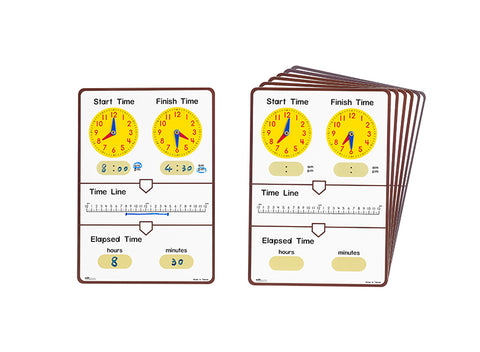 Tell Elapsed Time Dry Erase Board STUDENT 10pc