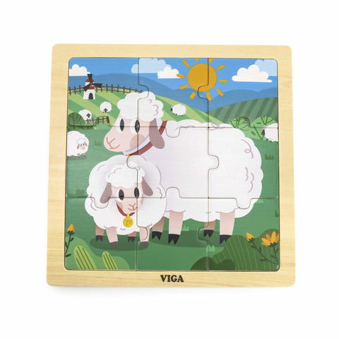 Framed Wooden Puzzle: Sheep 9pc