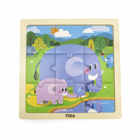 Framed Wooden Puzzle: Elephant 9pc