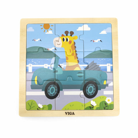 Framed Wooden Puzzle: Car 9pc