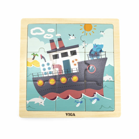 Framed Wooden Puzzle: Ship 9pc