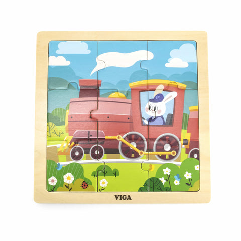 Framed Wooden Puzzle: Train 9pc