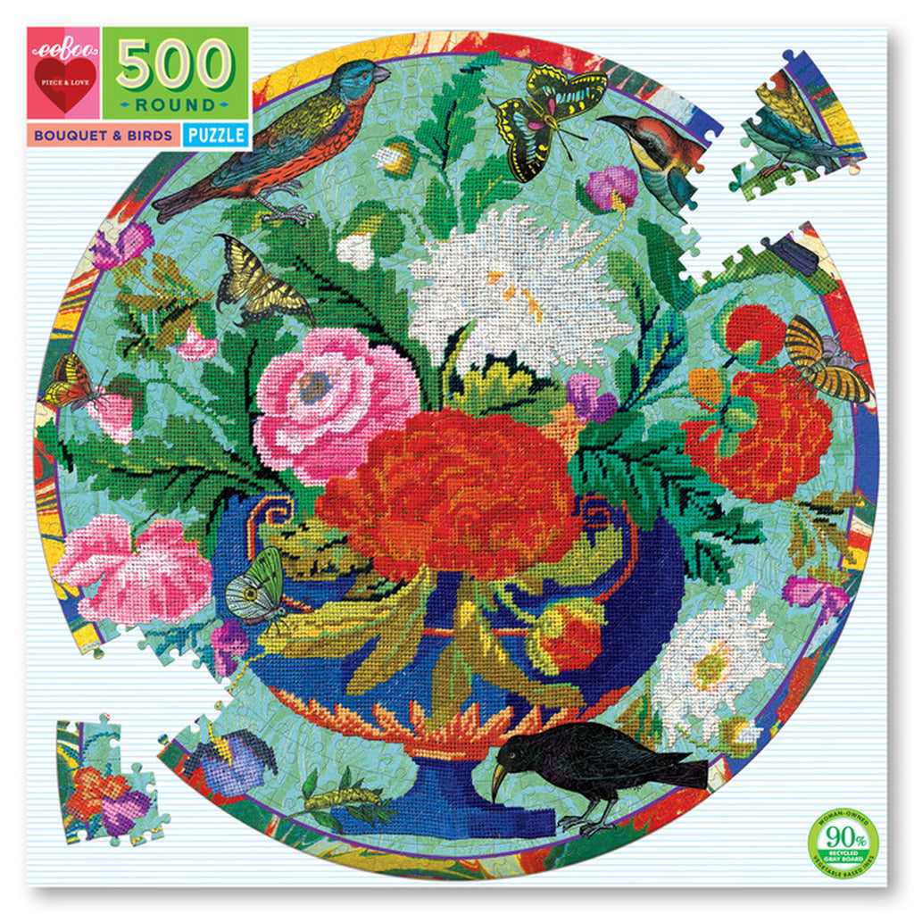 Bouquet & Birds Round Puzzle 500pc