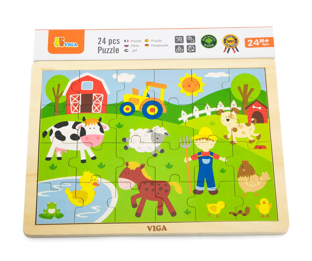 Framed Wooden Puzzle: Farm 24pc