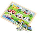 Framed Wooden Puzzle: Transport Vehicles 24pc