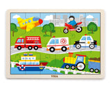Framed Wooden Puzzle: Transport Vehicles 24pc