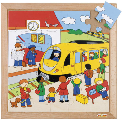 Train Station Puzzle 25pc (34cm x 34cm) Wood Framed