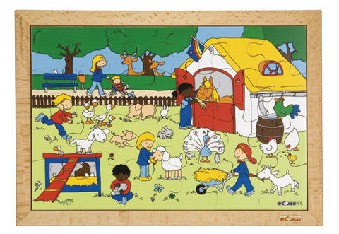 Farm Visit Puzzle 24pc (40cm x 28cm) Wood Framed