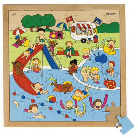 Swimming Pool Puzzle 64pc (40cm x 40cm) Wood Framed
