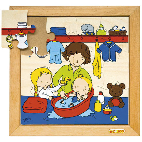 Baby Bathing Puzzle 12pc (24cm x 24cm) Wood Framed