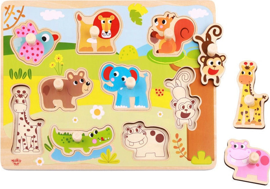 Wild Animal Peg Puzzle 10pc