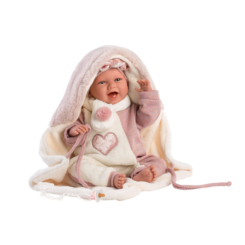 Llorens - Baby Girl Doll with Laughing Mechanism, Blanket Wrap, Clothing & Accessories: Mimi - 40cm