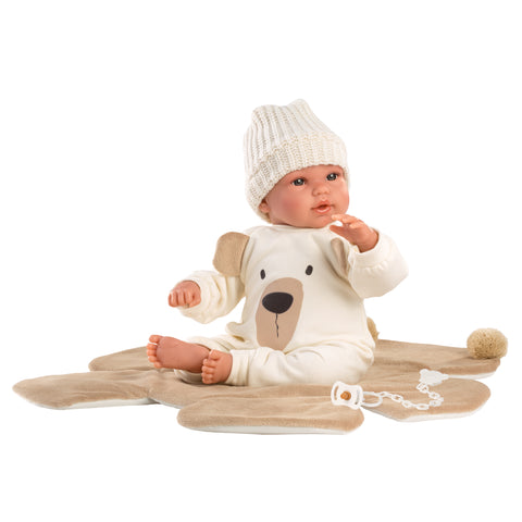 Llorens - Baby Boy Doll with Crying Mechanism, Bear-Themed Blanket, Clothing & Accessories: 36 cm