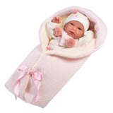 Llorens Doll: Baby Girl Nica with Light Pink Sleeping Bag 40cm