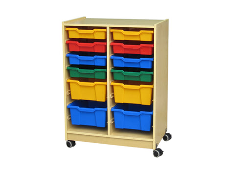 Wooden Roll & Storage Bin Organiser - 12 Flat Bin
