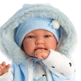 Llorens Dolls: Newborn Tino with Blue Hoodie Vest 44cm