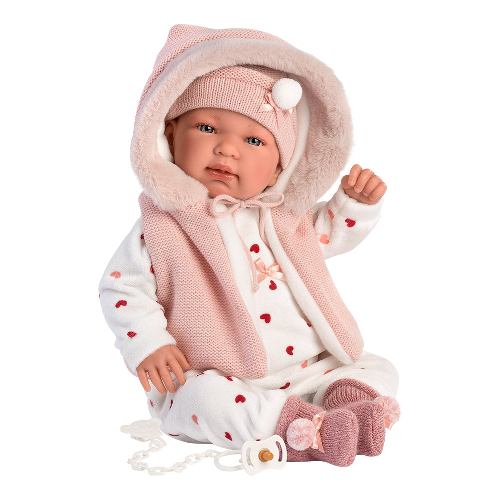 Llorens Dolls: Newborn Tina with Pink Hoodie Vest 44cm