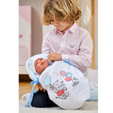 Llorens Dolls: Newborn Tino with Blue Sleeping Bag 44cm