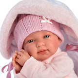 Llorens Dolls: Newborn Tina with Crying Mechanism & Pink Sleeping Bag 44cm