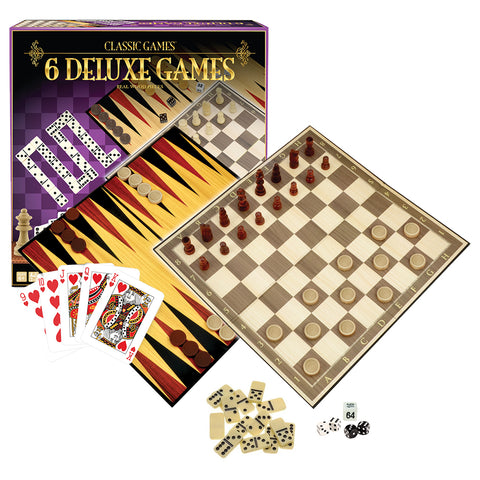 Classic Games: 6-in-1 Deluxe Wooden Games Set
