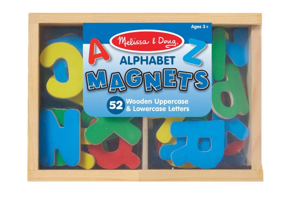 Wooden Alphabet Magnets: Uppercase & Lowercase 52pc