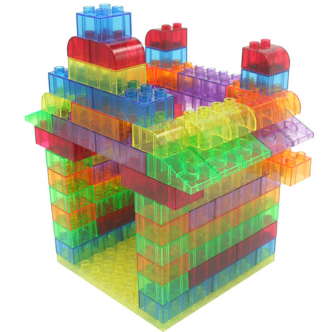 Translucent Building Blocks with PlayBoard 73pc pbag