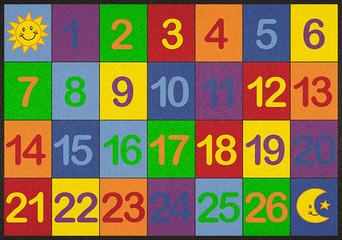Learning Carpet: Colourful Number Grid 1-26 – Rectangle Small