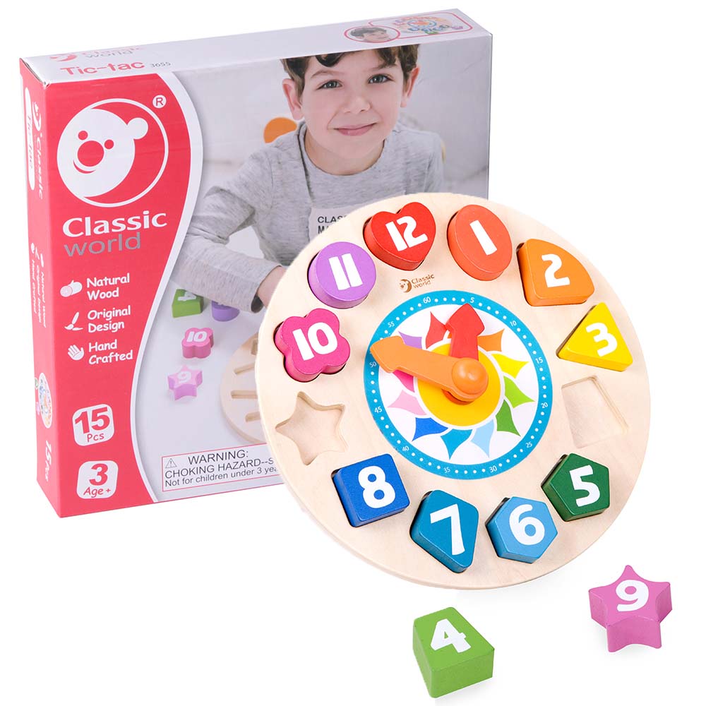 Tic-Tac Wooden Activity Clock 15pc