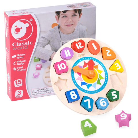 Tic-Tac Wooden Activity Clock 15pc