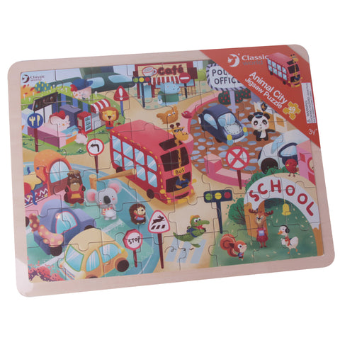 Animal City Wooden Jigsaw Puzzle 49pc