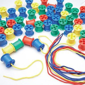 Cotton Reels Plastic 80pc with laces pbag - iPlayiLearn.co.za
