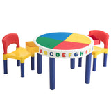 Big Round Building Block Table & 2 Chair Set