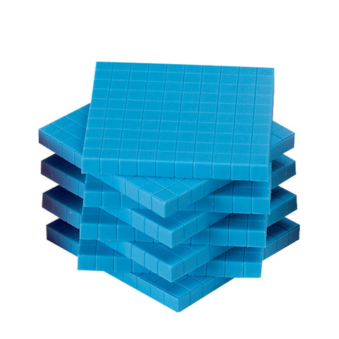 Base Ten Flats Plastic 10pc Blue