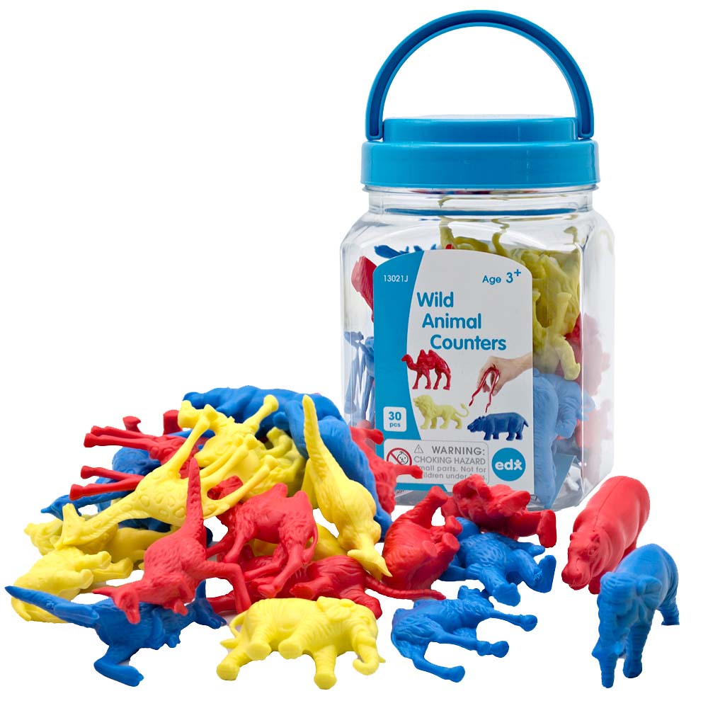 Wild Animal Counters 30pc Jar with Tweezer & Activity Guide