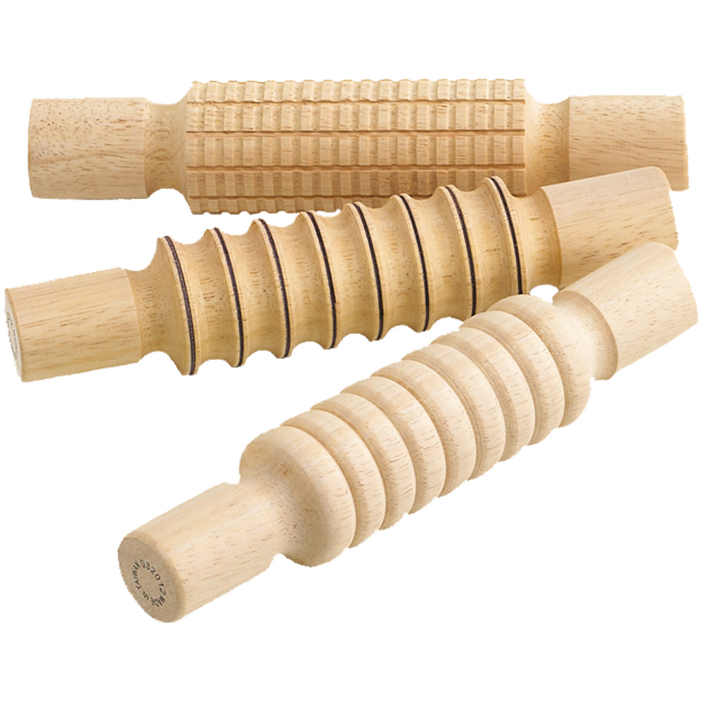 Wooden Dough Rolling Pins Jumbo Profiled 3pc