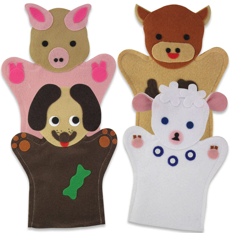 Felt Hand Puppet Set: Farm Animals 4pc