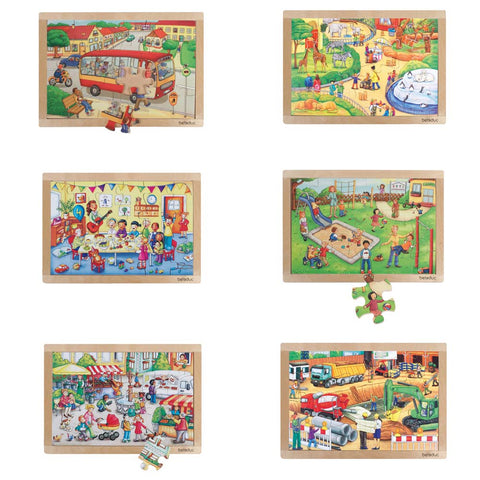 Beleduc Wooden Framed 24pc Puzzle Set 6pc