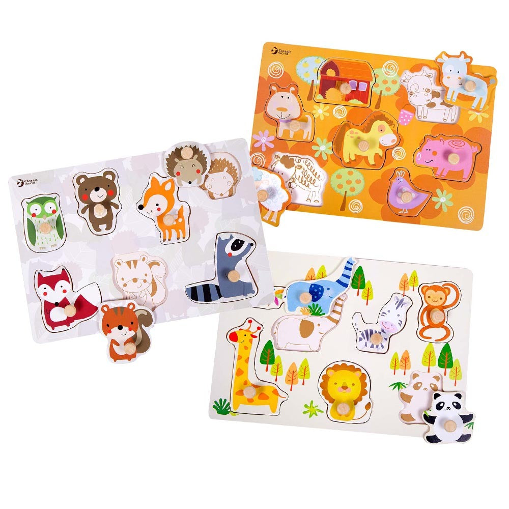 Wooden Peg Puzzle Animal Set