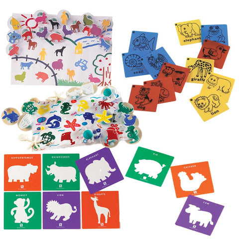 Animal Paint Rub, Stencils and Stamp Set