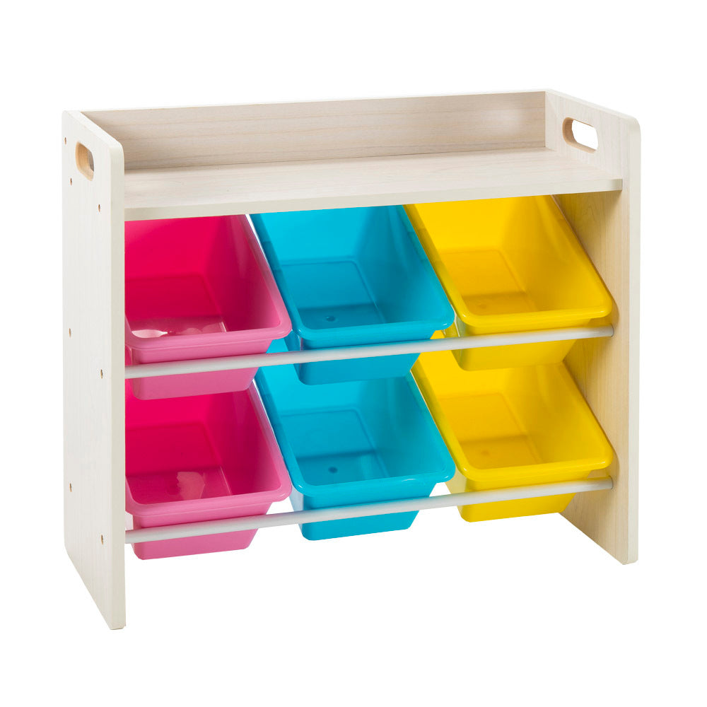 Tutors Kids' Toy Storage Organizer with 12 Plastic Bins White/Primary Summit